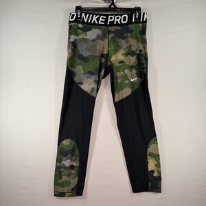 Nike Pro Combat Woman’s Leggings XLarge Green Camo Workout Leggings LG Activewea